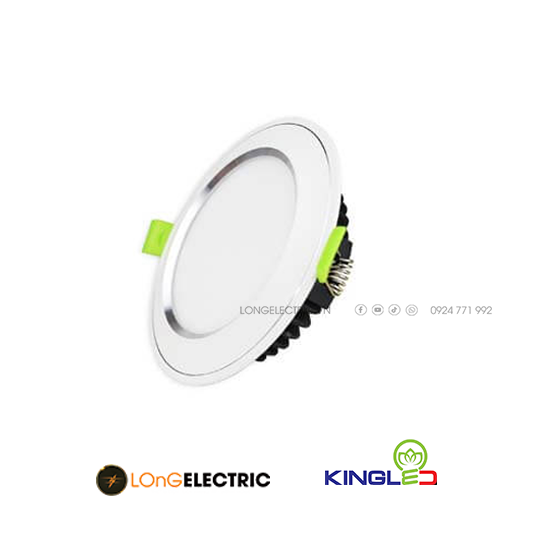 Đèn LED Âm Trần Viền Bạc Mặt Cong 7W EC-DLC-7-T120-B | KingLED