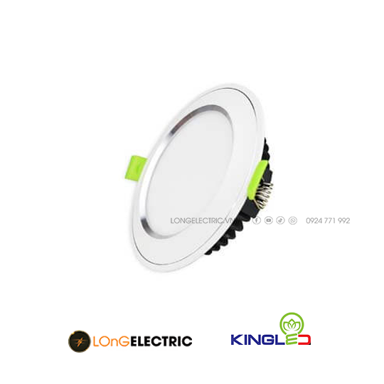 Đèn LED Âm Trần Viền Bạc Mặt Cong 7W Đổi Màu EC-DLC-7-T120-DM-B | KingLED