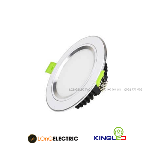 Đèn LED Âm Trần Viền Bạc Mặt Phẳng 7W EC-DLP-7-T120-B | KingLED