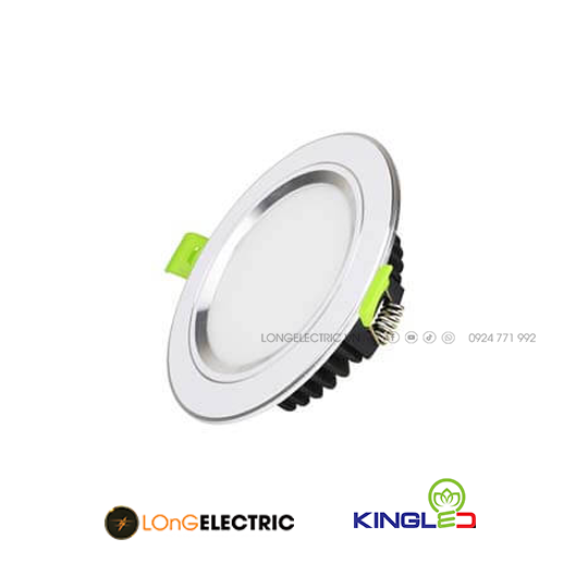 Đèn LED Âm Trần Viền Bạc Mặt Phẳng 7W Đổi Màu EC-DLP-7-T120-DM-B | KingLED