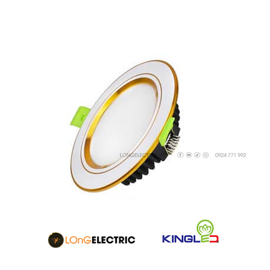 Đèn LED Âm Trần Viền Vàng Mặt Phẳng 7W EC-DLP-7-T120-V | KingLED